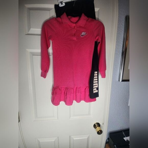 Girl's 6-8 years  Lot of  2 Pieces Dress Pink Nike& Pants Puma Black - Picture 2 of 13